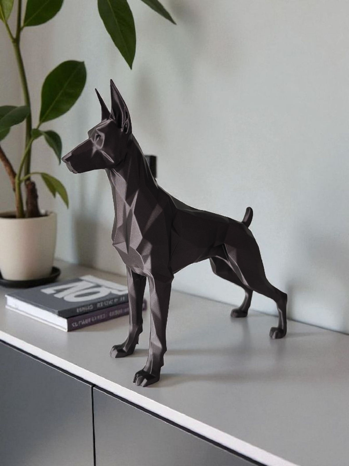 Low Poly Great Dane — Minimalist Dog Sculpture