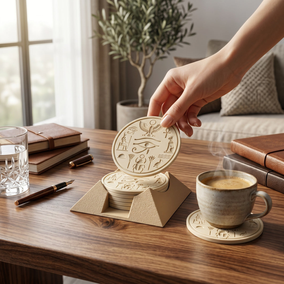 Ancient Egyptian Pyramid Coaster Set