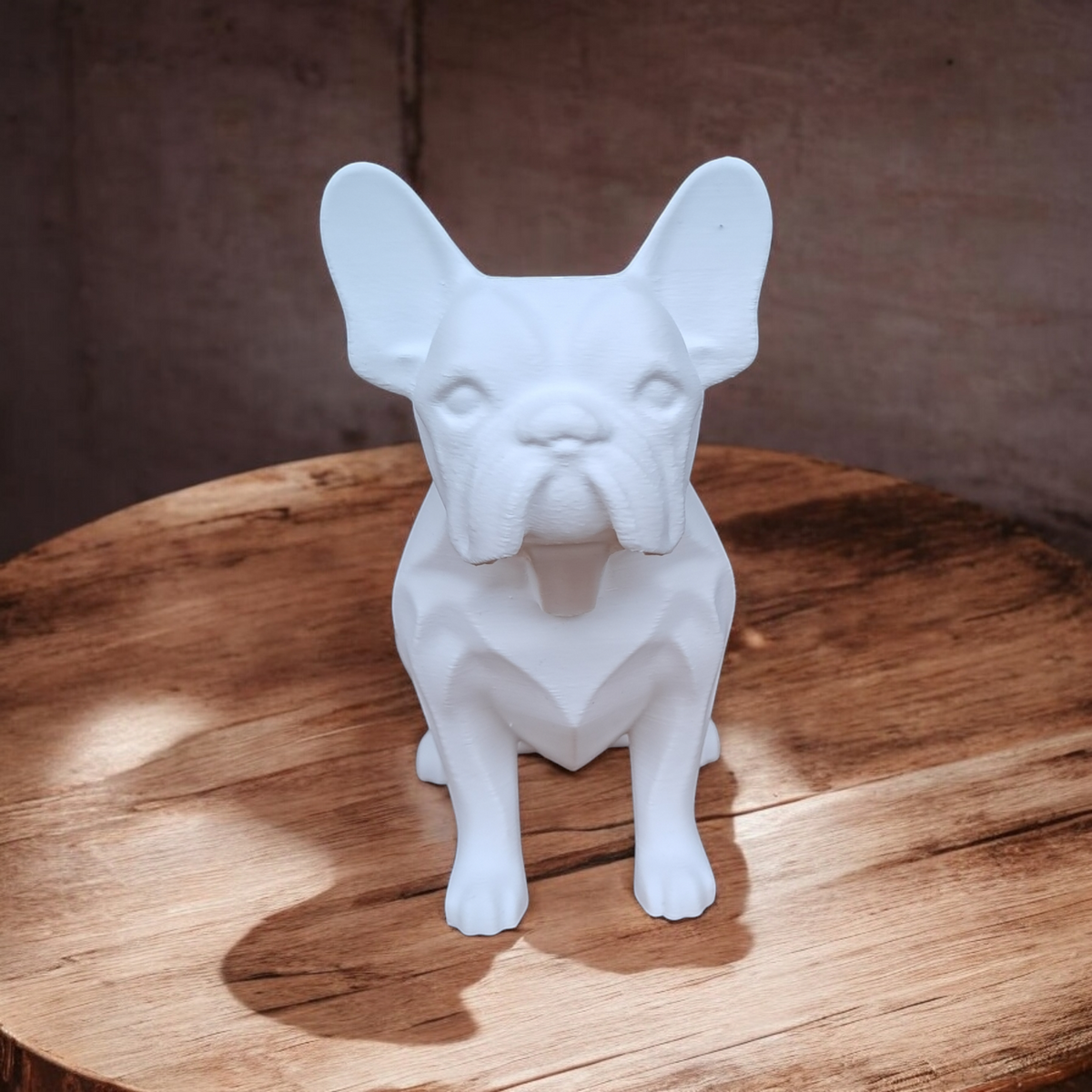 Frenchie Sculpture — Minimalist French Bulldog Statue for Modern Interiors