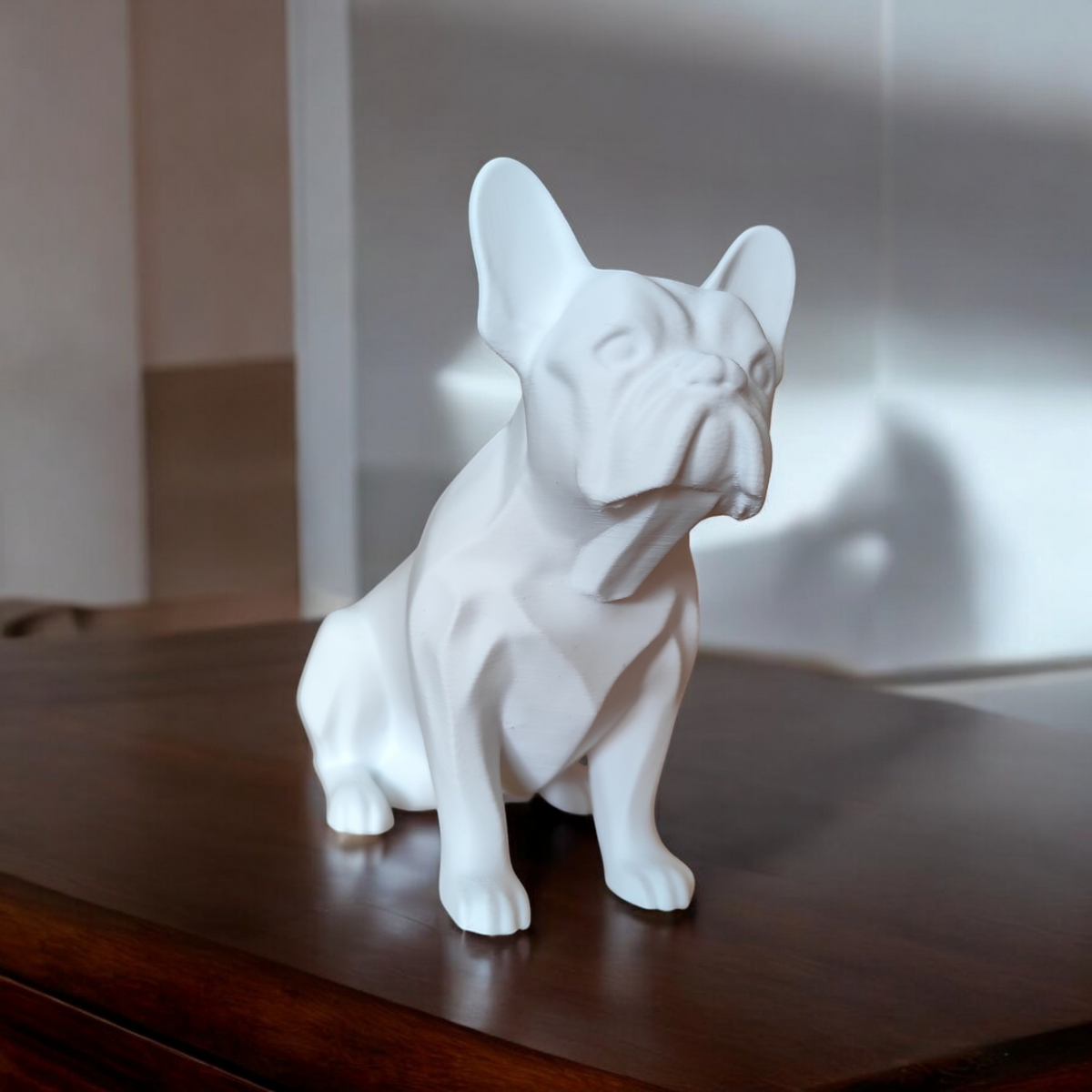 Frenchie Sculpture — Minimalist French Bulldog Statue for Modern Interiors