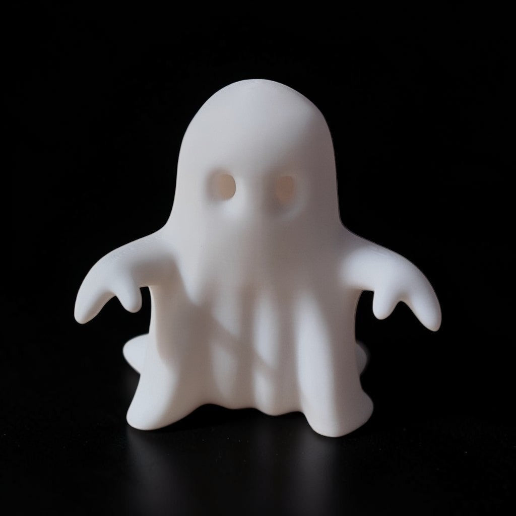 Three Little Halloween Ghosts - Standing ghost figurine, white, black background