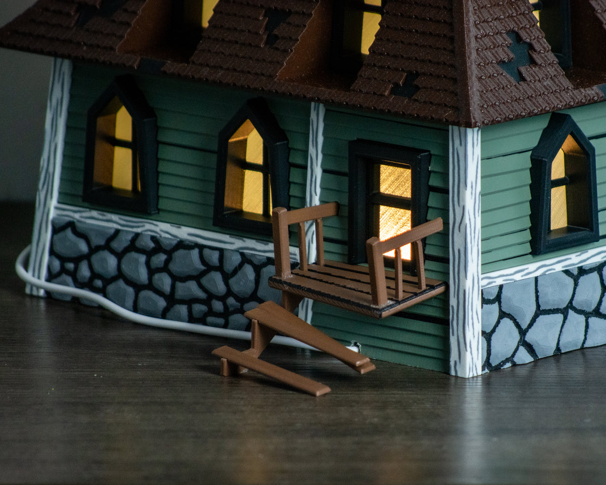 Full haunted house lamp from front