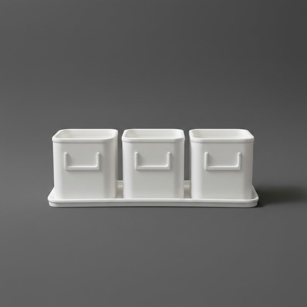Herb Pot Set with Saucer Tray