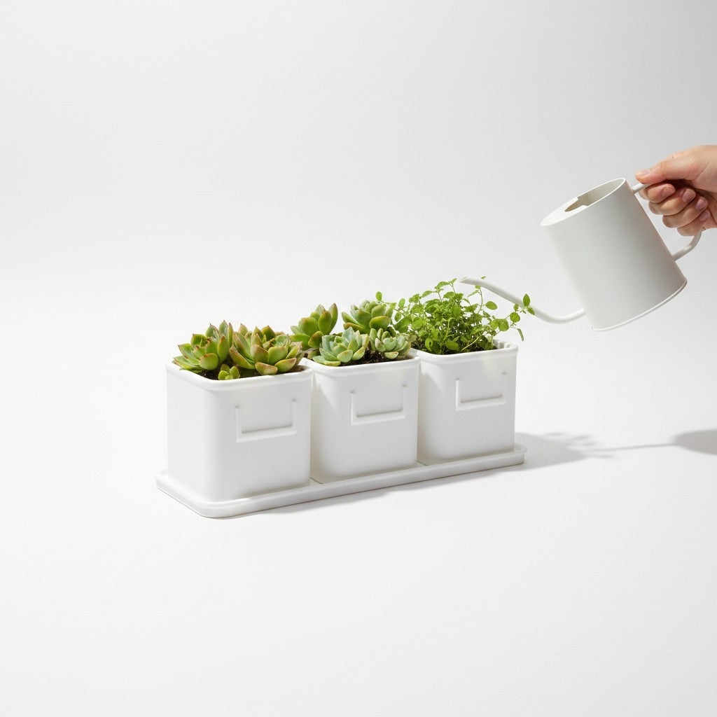 Herb Pot Set with Saucer Tray