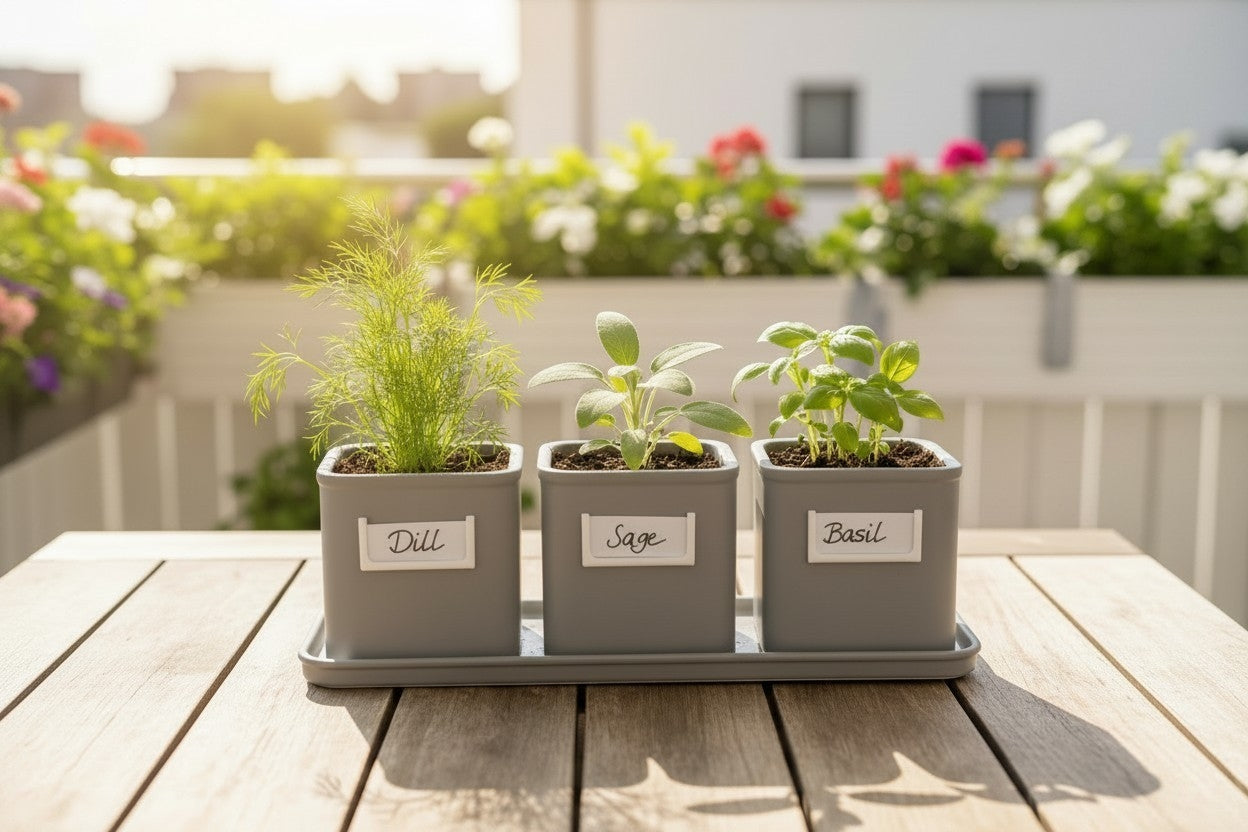 Herb Pot Set with Saucer Tray