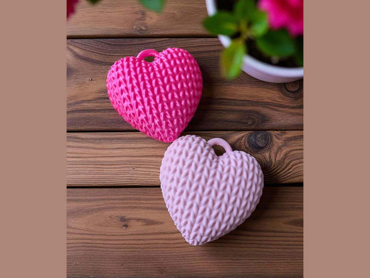 Knitted Heart Charm — Keychain, Bag & Jewellery Charm