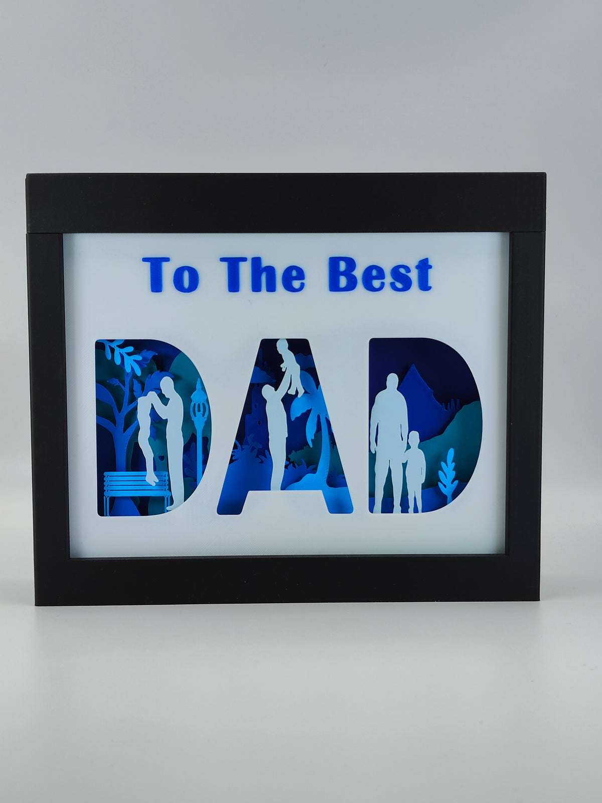 Father's Day DAD shadow box - front view lit up