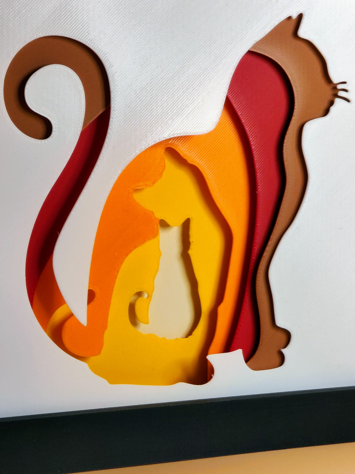 Cat shadow box - close up of layered cat detail