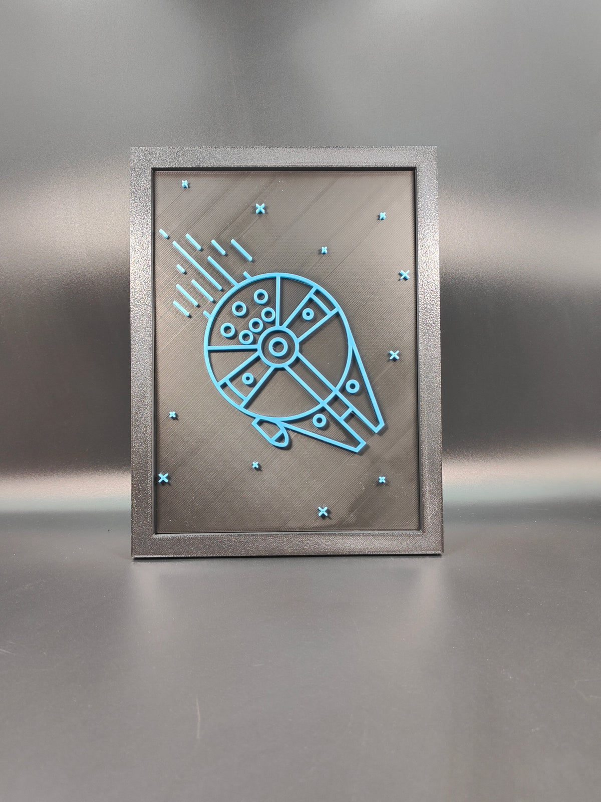 Star Wars Neon Line Art — Millennium Falcon Shadow Box Wall Art