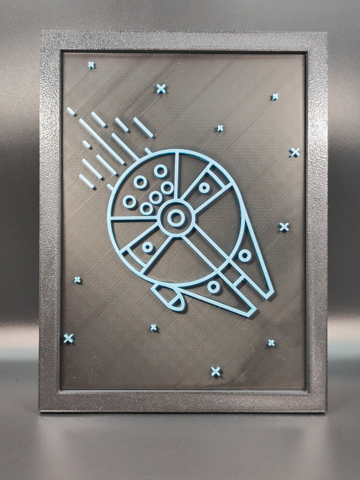 Star Wars Neon Line Art — Millennium Falcon Shadow Box Wall Art