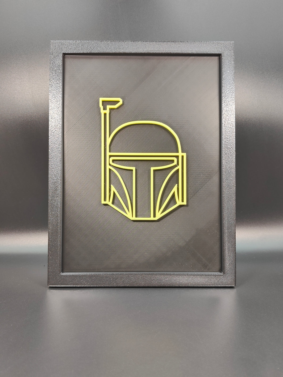 Star Wars Neon Line Art — Boba Fett Helmet Shadow Box Wall Art
