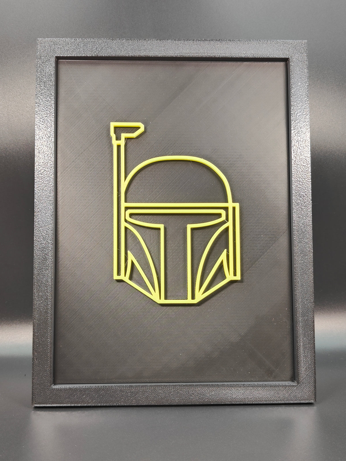 Star Wars Neon Line Art — Boba Fett Helmet Shadow Box Wall Art