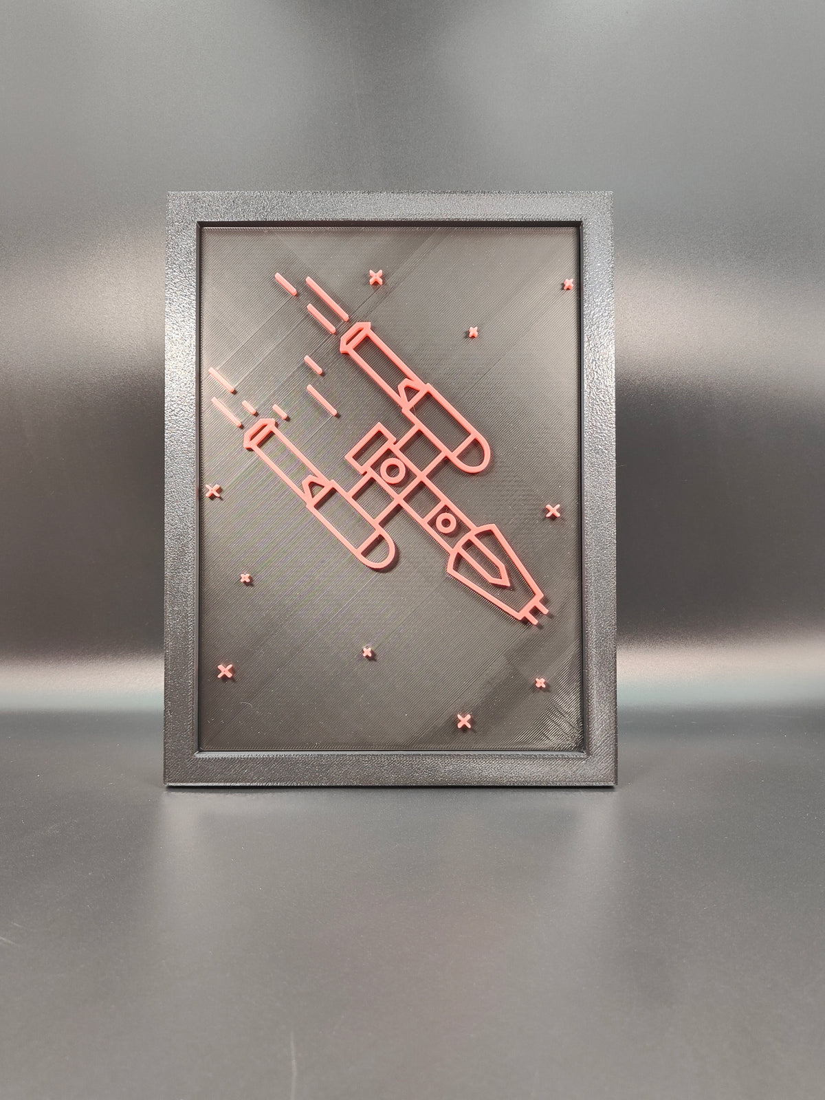 Star Wars Neon Line Art — Y-Wing Shadow Box Wall Art