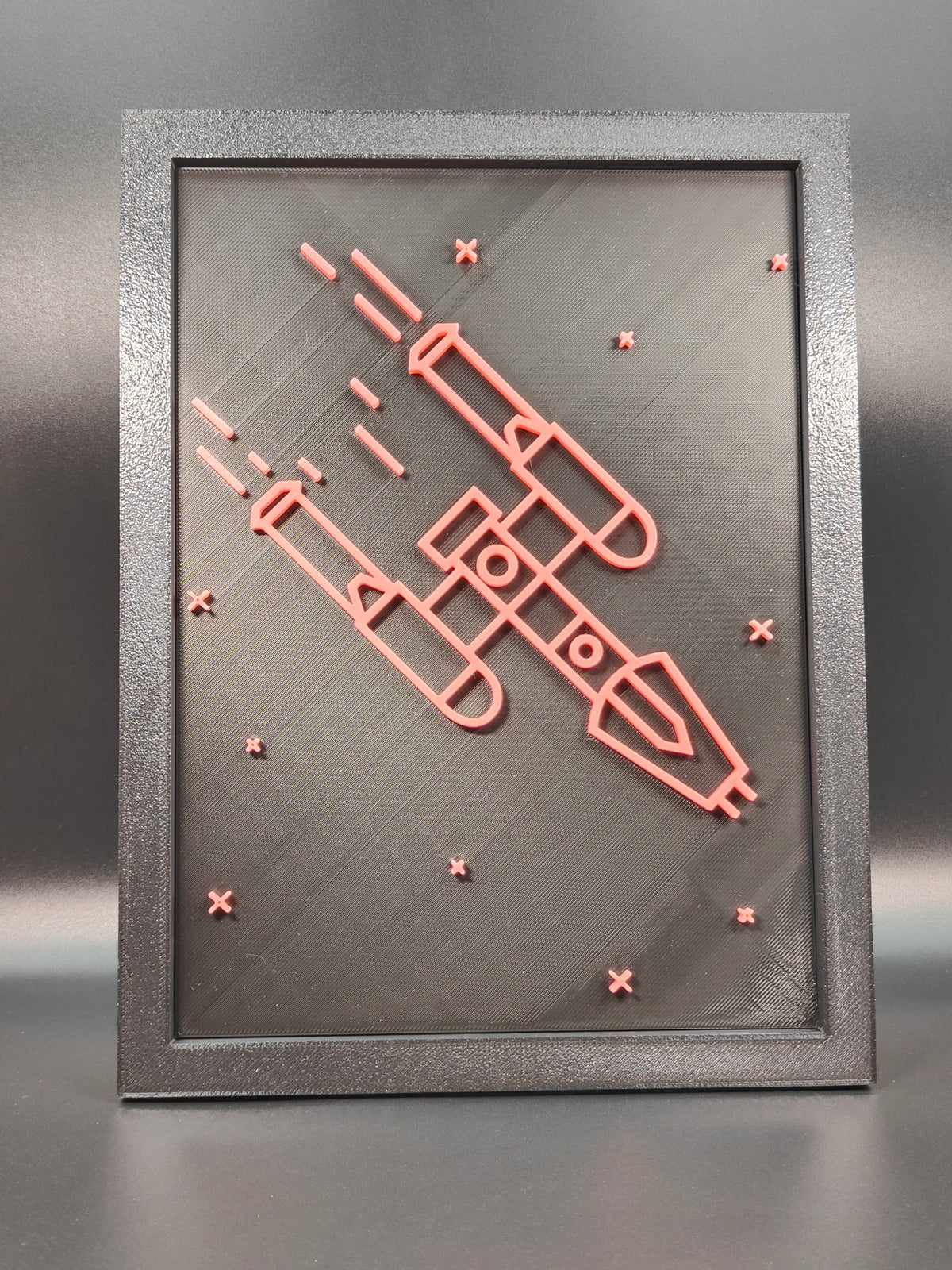 Star Wars Neon Line Art — Y-Wing Shadow Box Wall Art