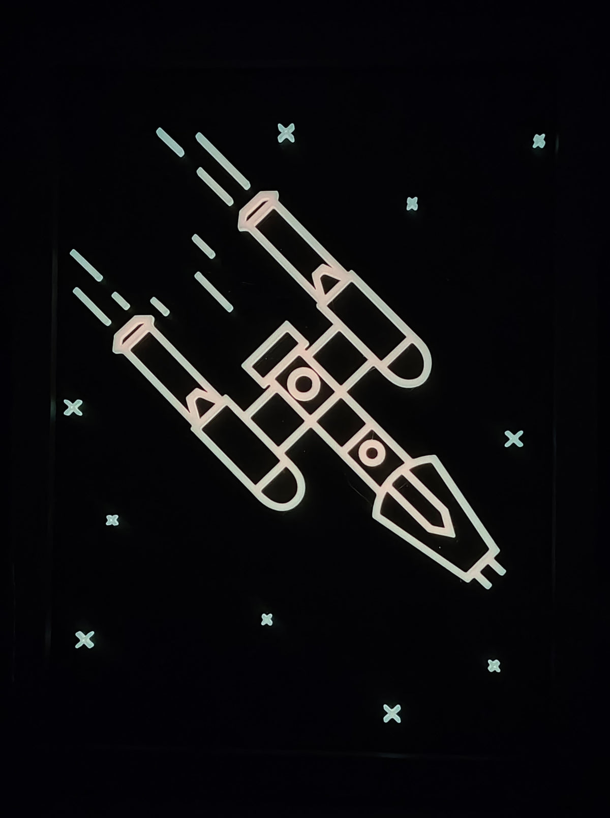 Star Wars Neon Line Art — Y-Wing Shadow Box Wall Art