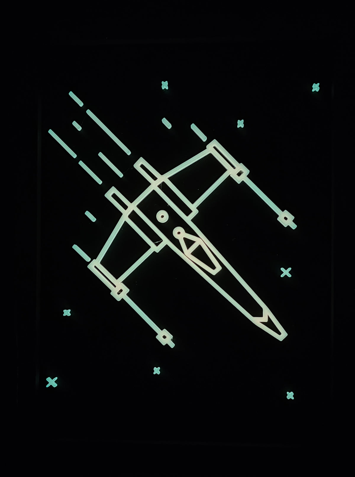 Star Wars Neon Line Art — X-Wing Shadow Box Wall Art