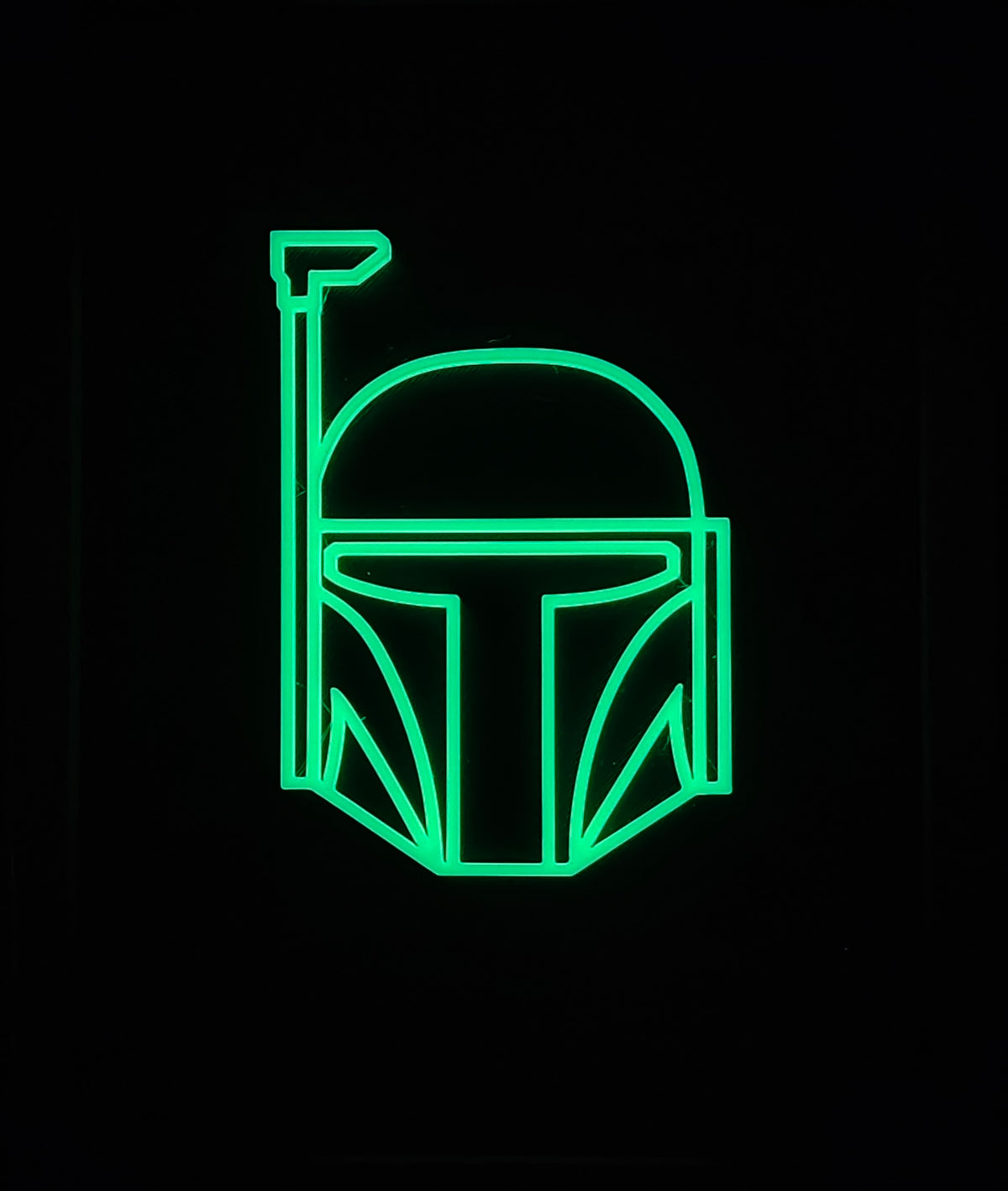 Star Wars Neon Line Art — Boba Fett Helmet Shadow Box Wall Art