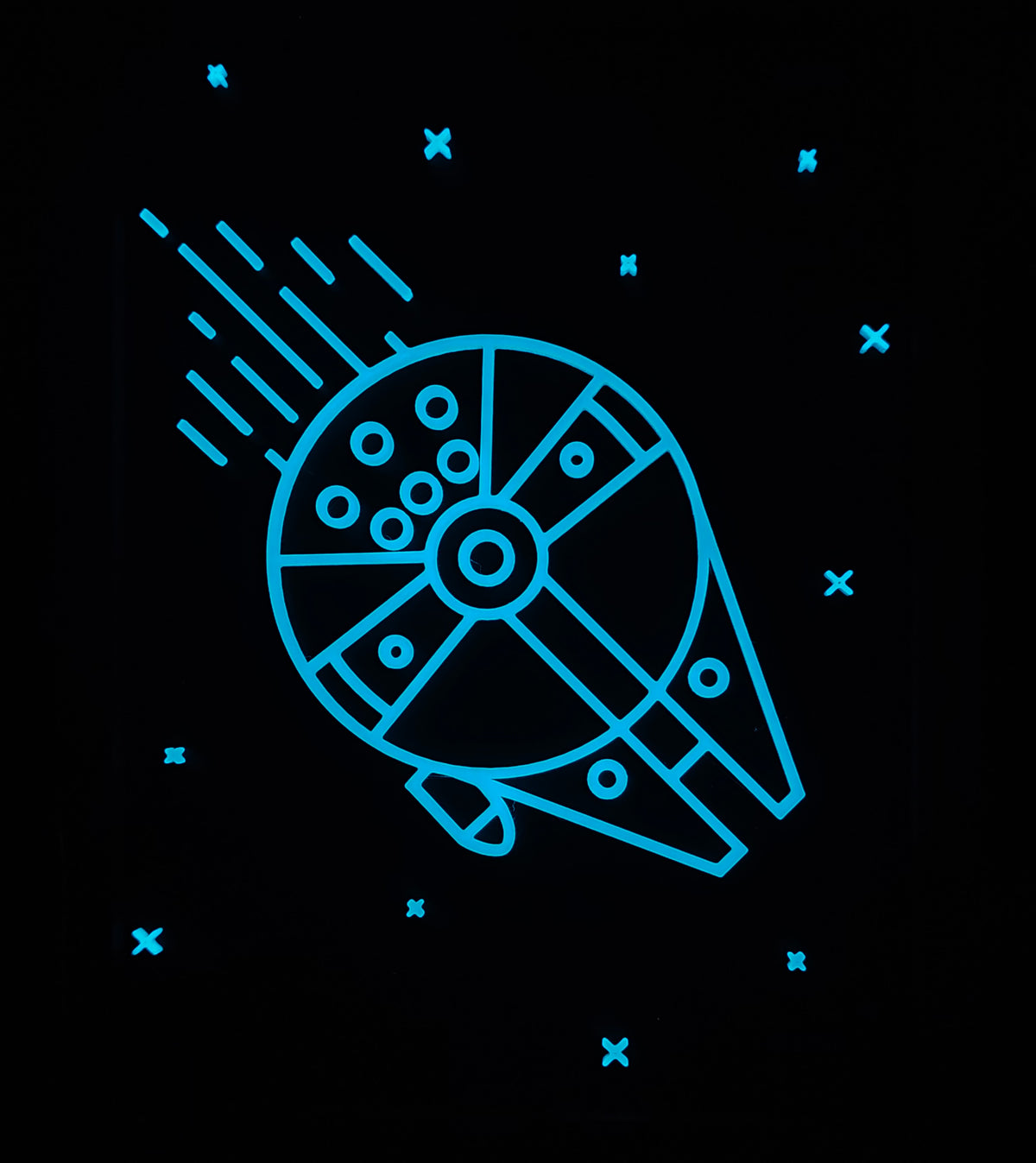 Star Wars Neon Line Art — Millennium Falcon Shadow Box Wall Art