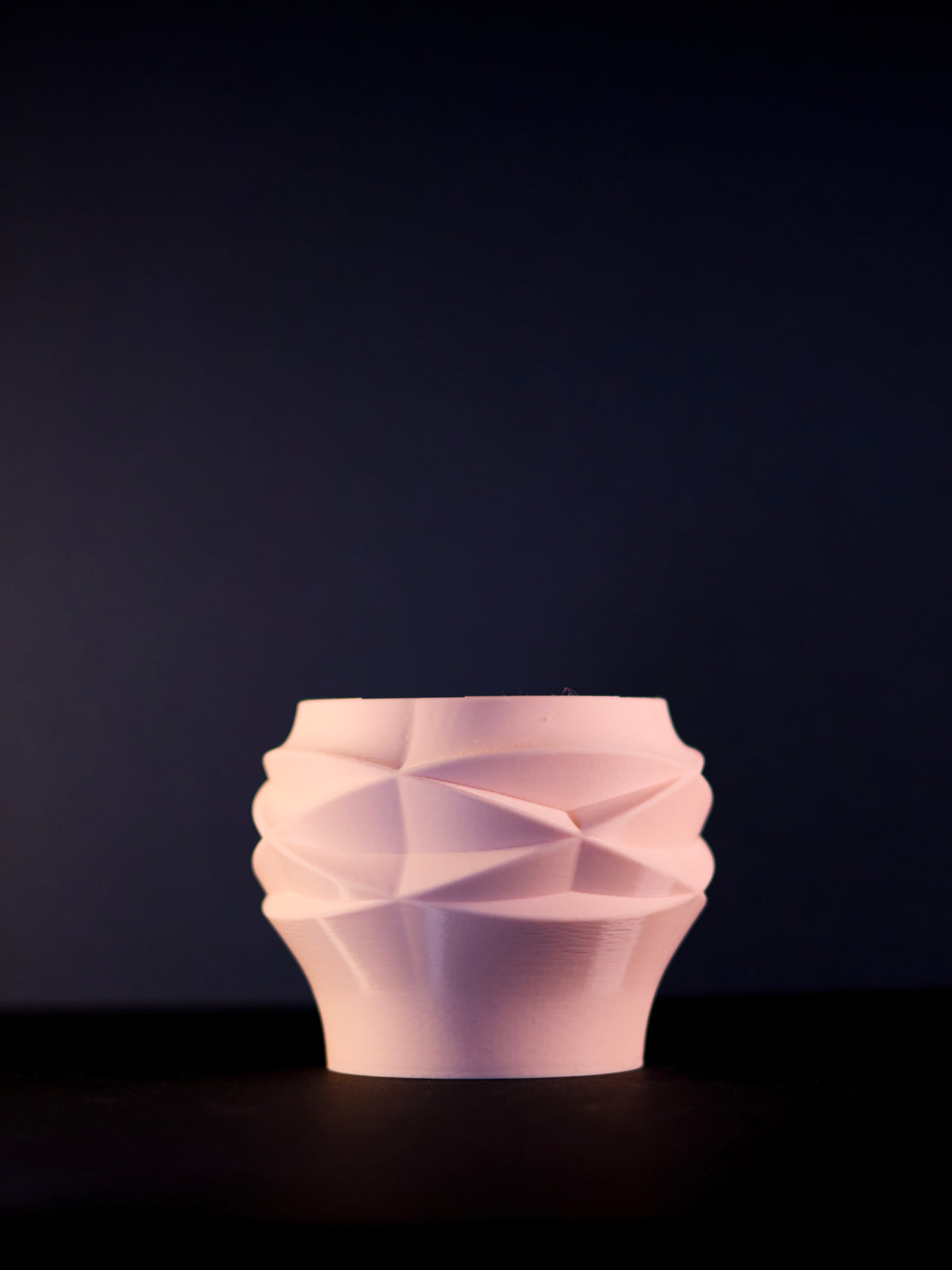 Diamond Faceted Two-Part Planter white real product photo dark background showing diamond facet detail