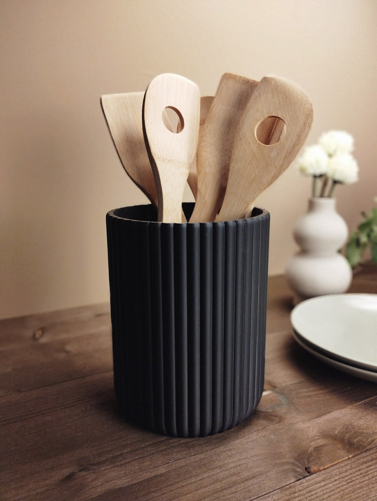 Ribbed Cylinder Utensil Holder