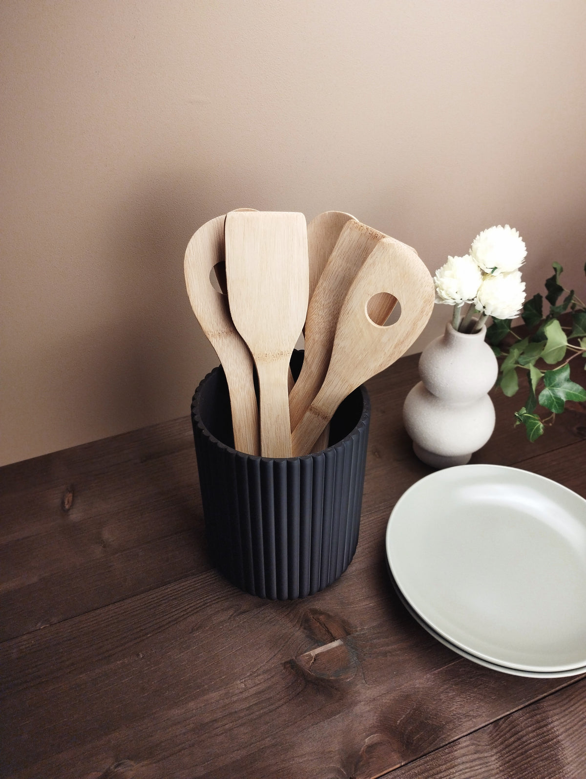 Ribbed Cylinder Utensil Holder