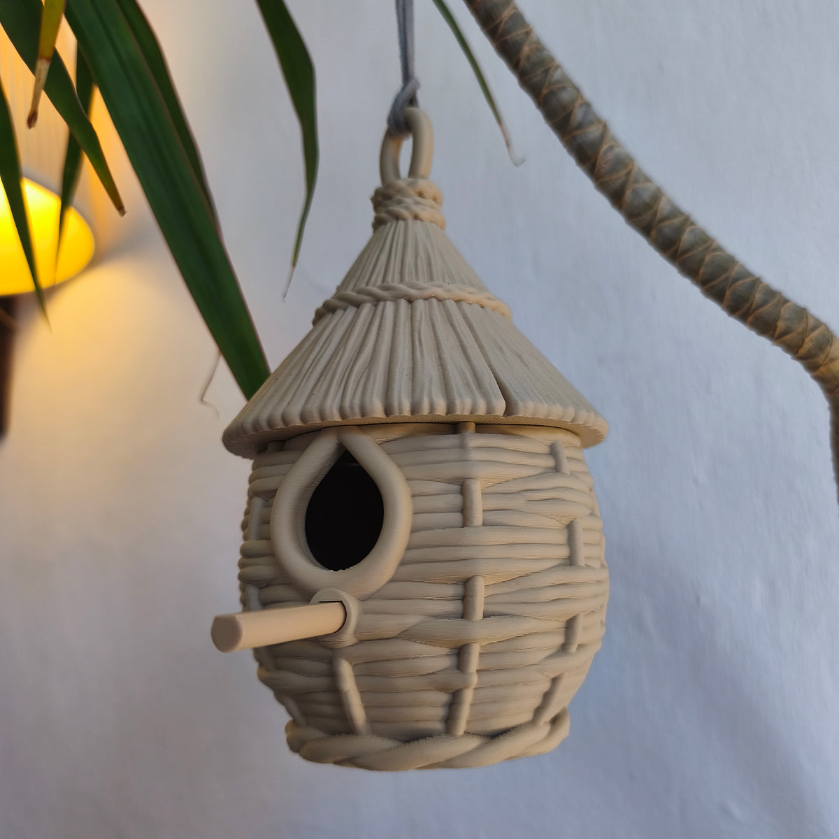 Front view of basket-style Weave Birdhouse