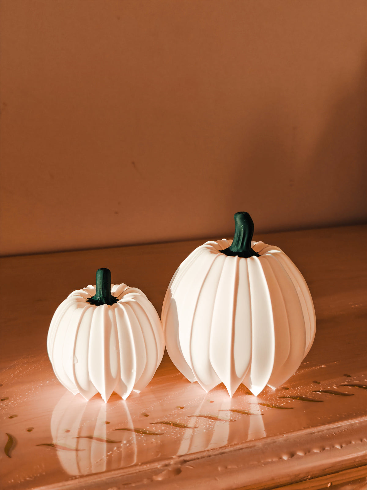 Illuminated pumpkin viewed from above