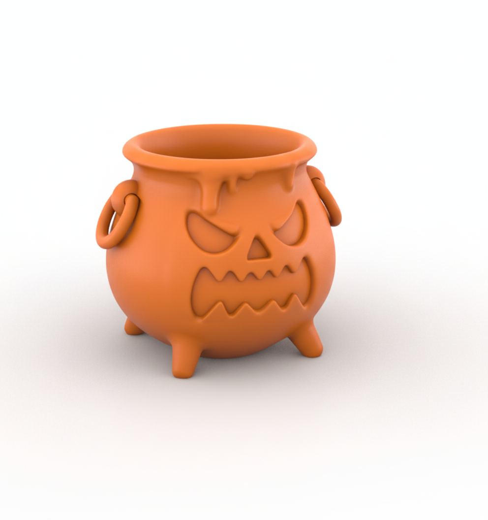 Orange Boiler Candy Bowl full of wrapped Halloween treats
