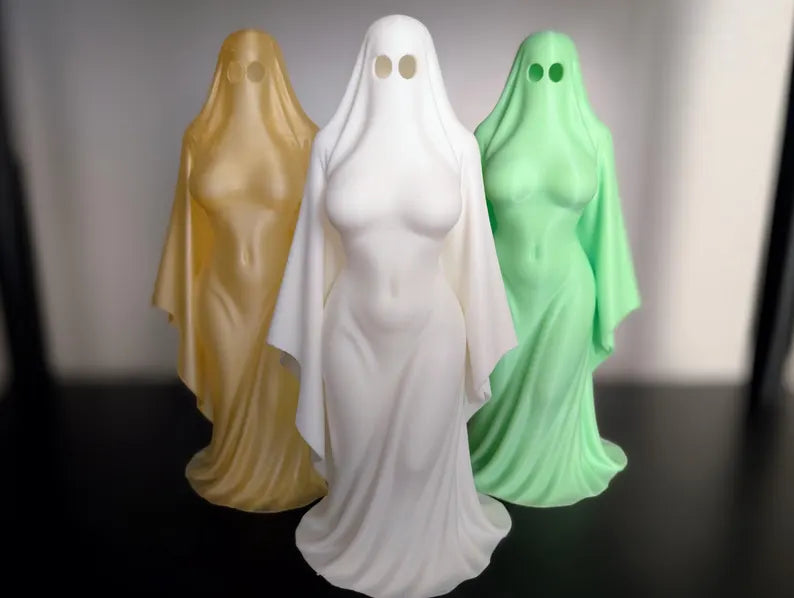 White Ghost Lady figurine front view