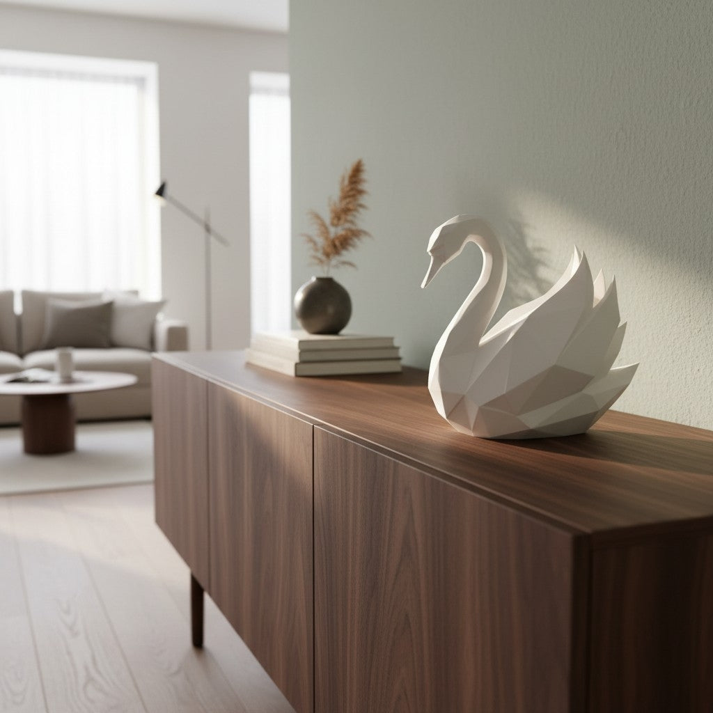 Graceful Swan – Low-Poly Sculpture