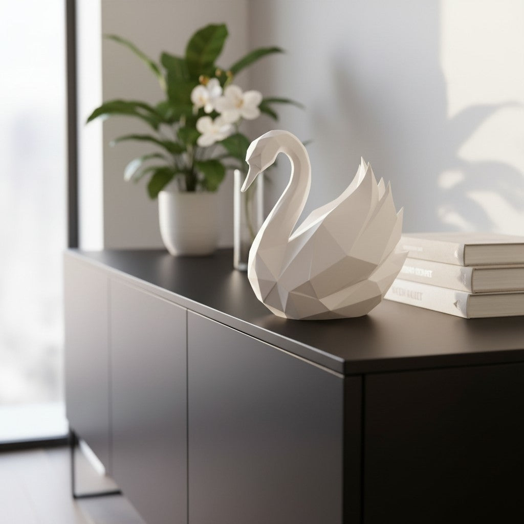 Graceful Swan – Low-Poly Sculpture