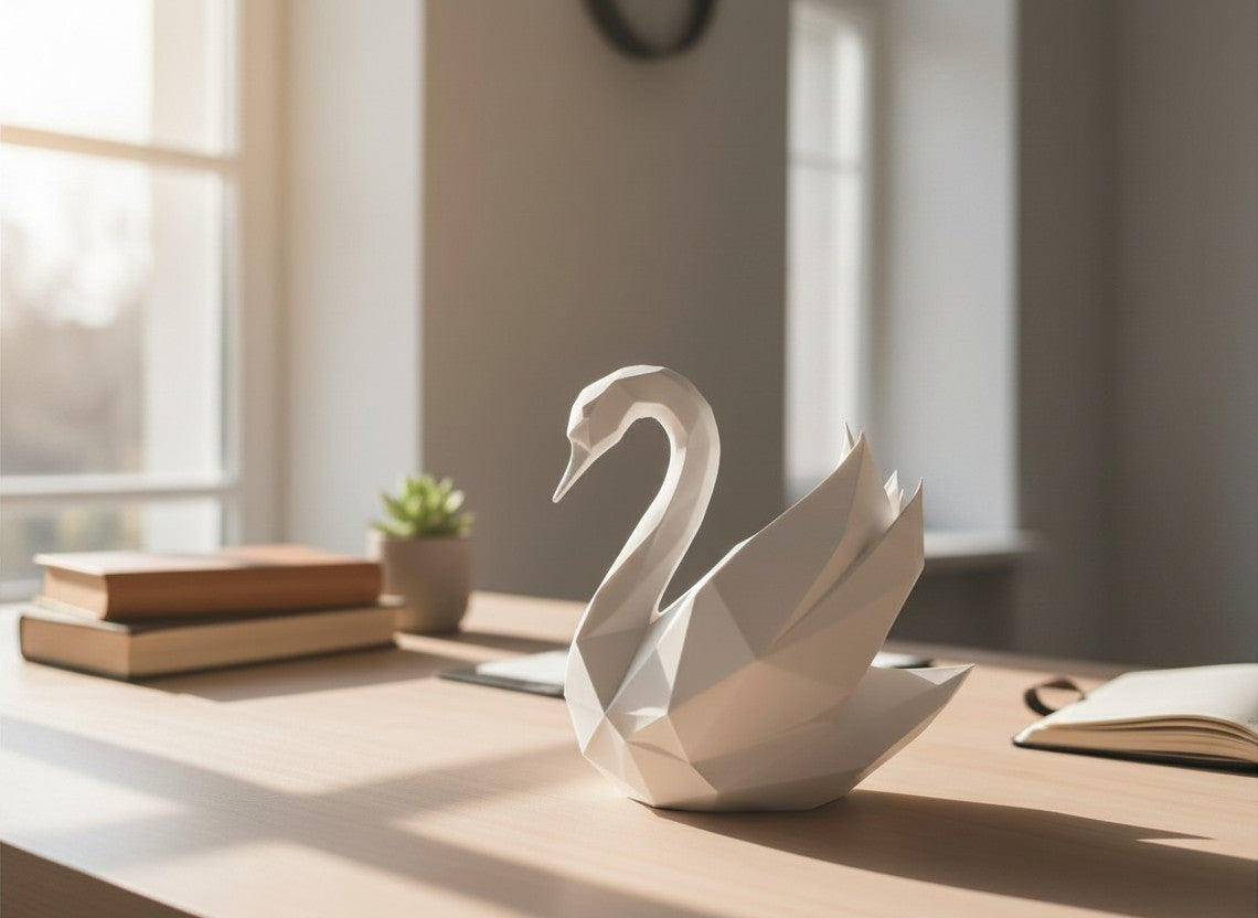 Graceful Swan — Low-Poly Decorative Sculpture