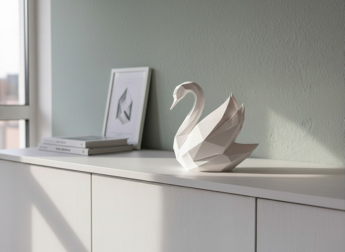 Graceful Swan — Low-Poly Decorative Sculpture