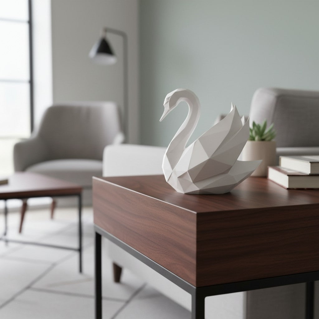 Graceful Swan – Low-Poly Sculpture