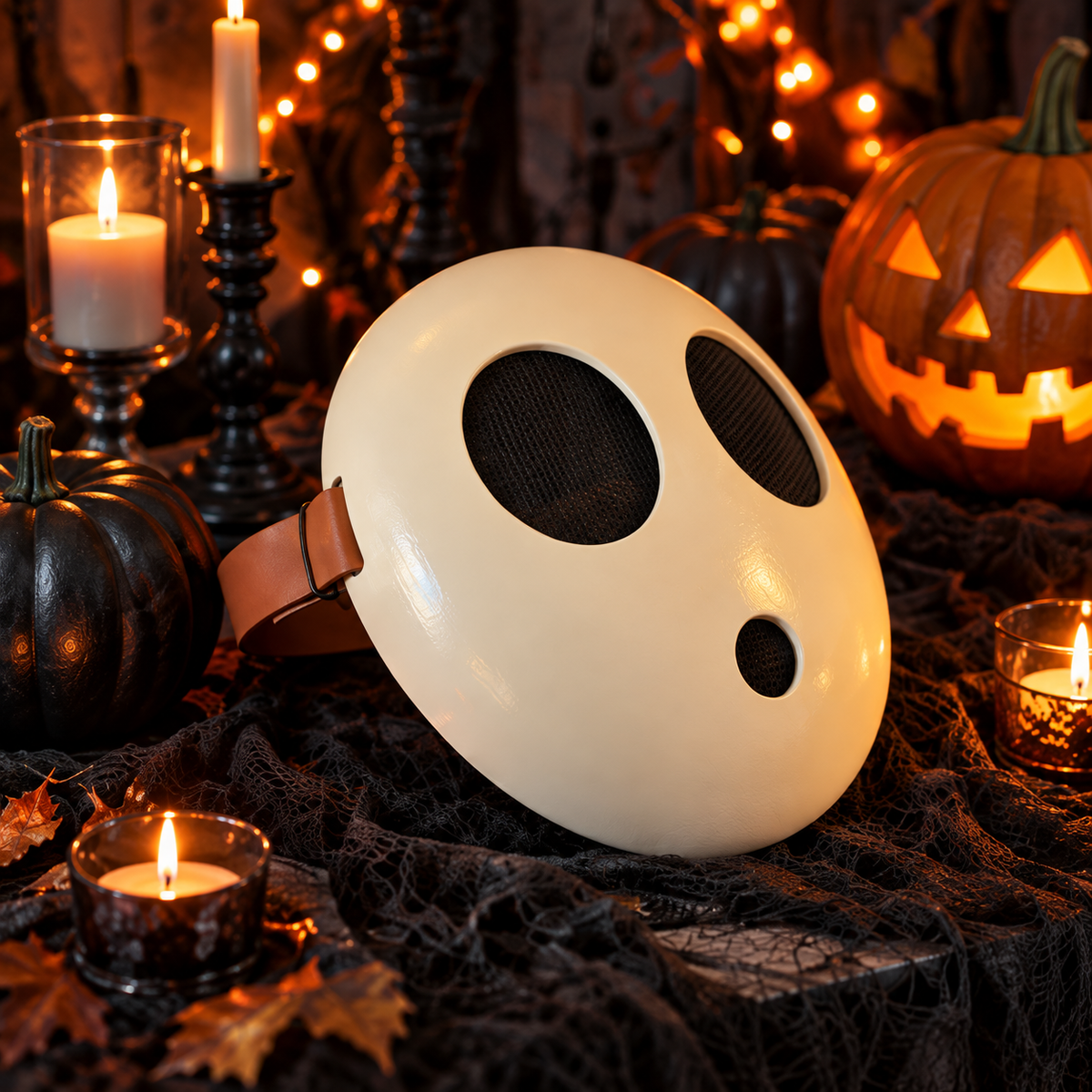 Minimalist cream face mask displayed on a dark marble table