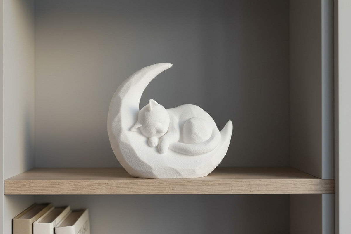 Sleeping Kitten on a Crescent Moon