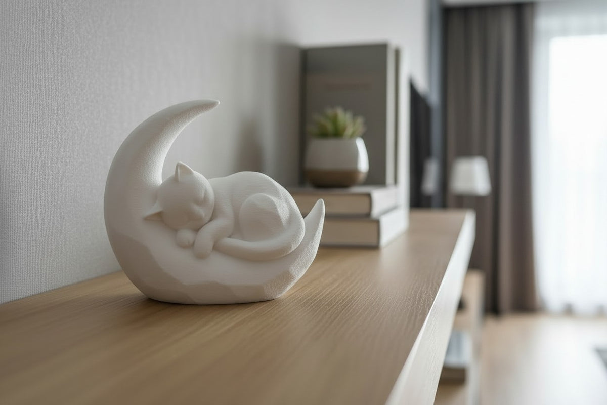Sleeping Kitten on a Crescent Moon
