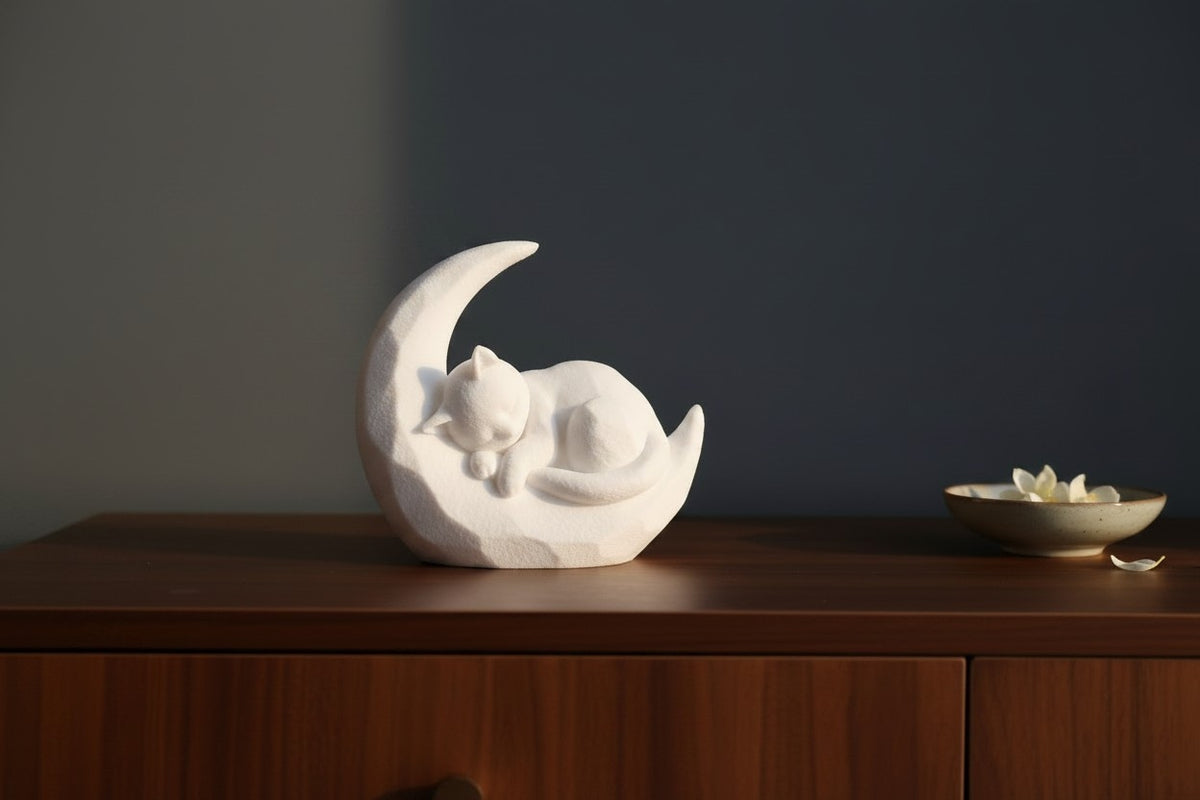 Sleeping Kitten on a Crescent Moon