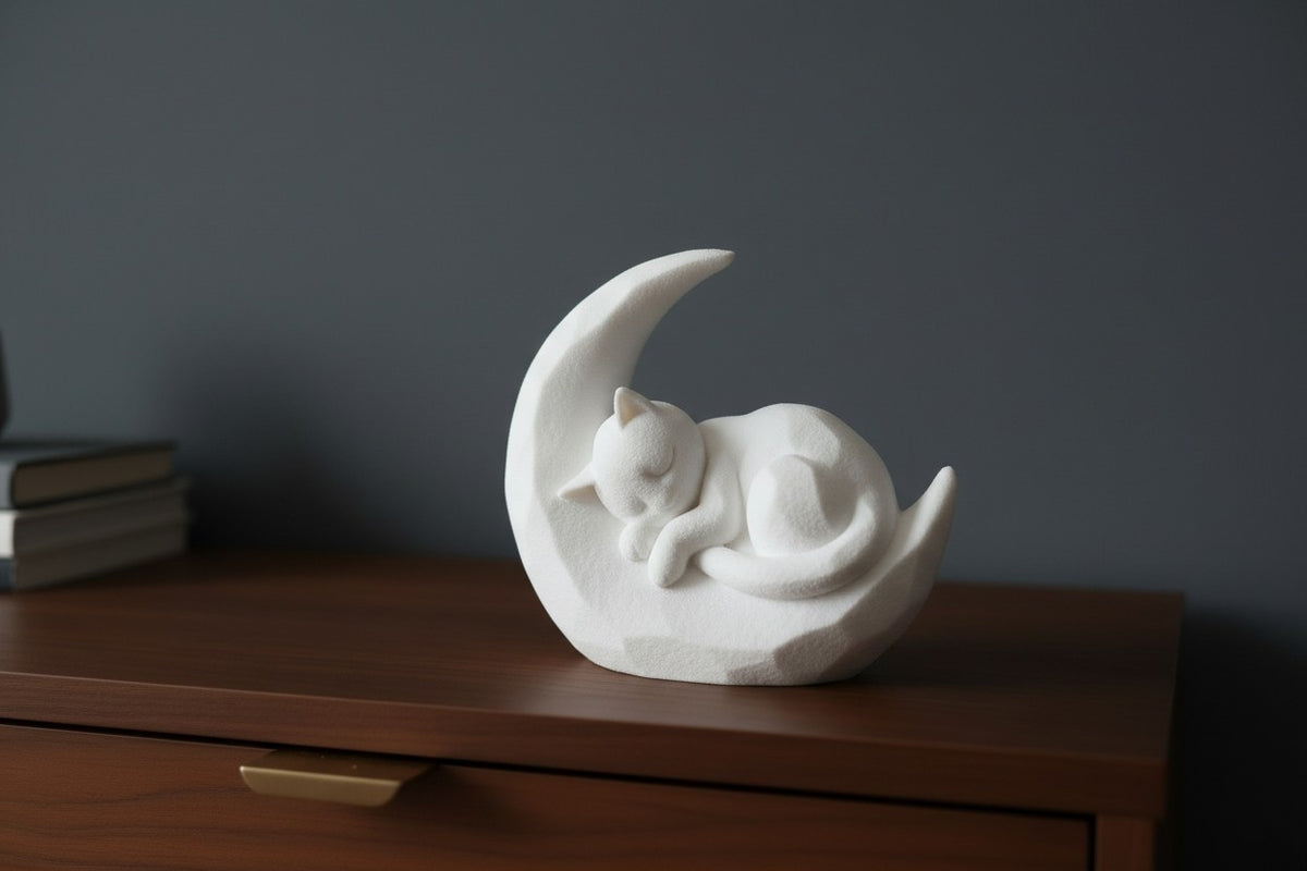 Sleeping Kitten on a Crescent Moon