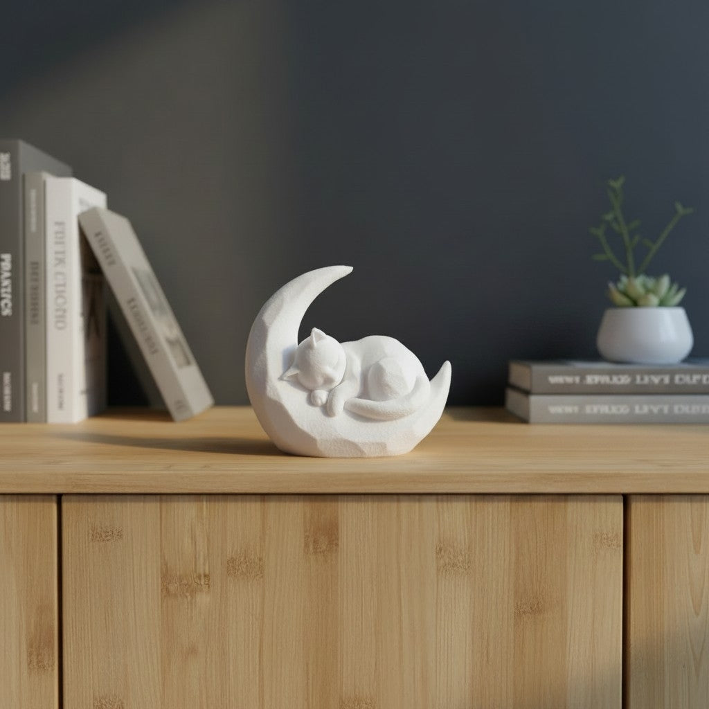 Sleeping Kitten on a Crescent Moon