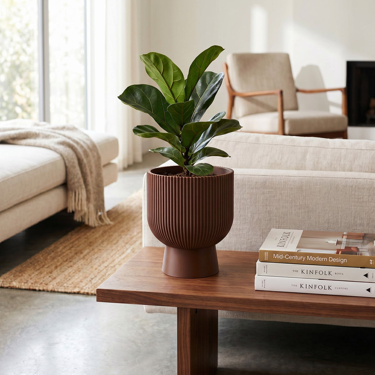 Ribbed Pedestal Planter