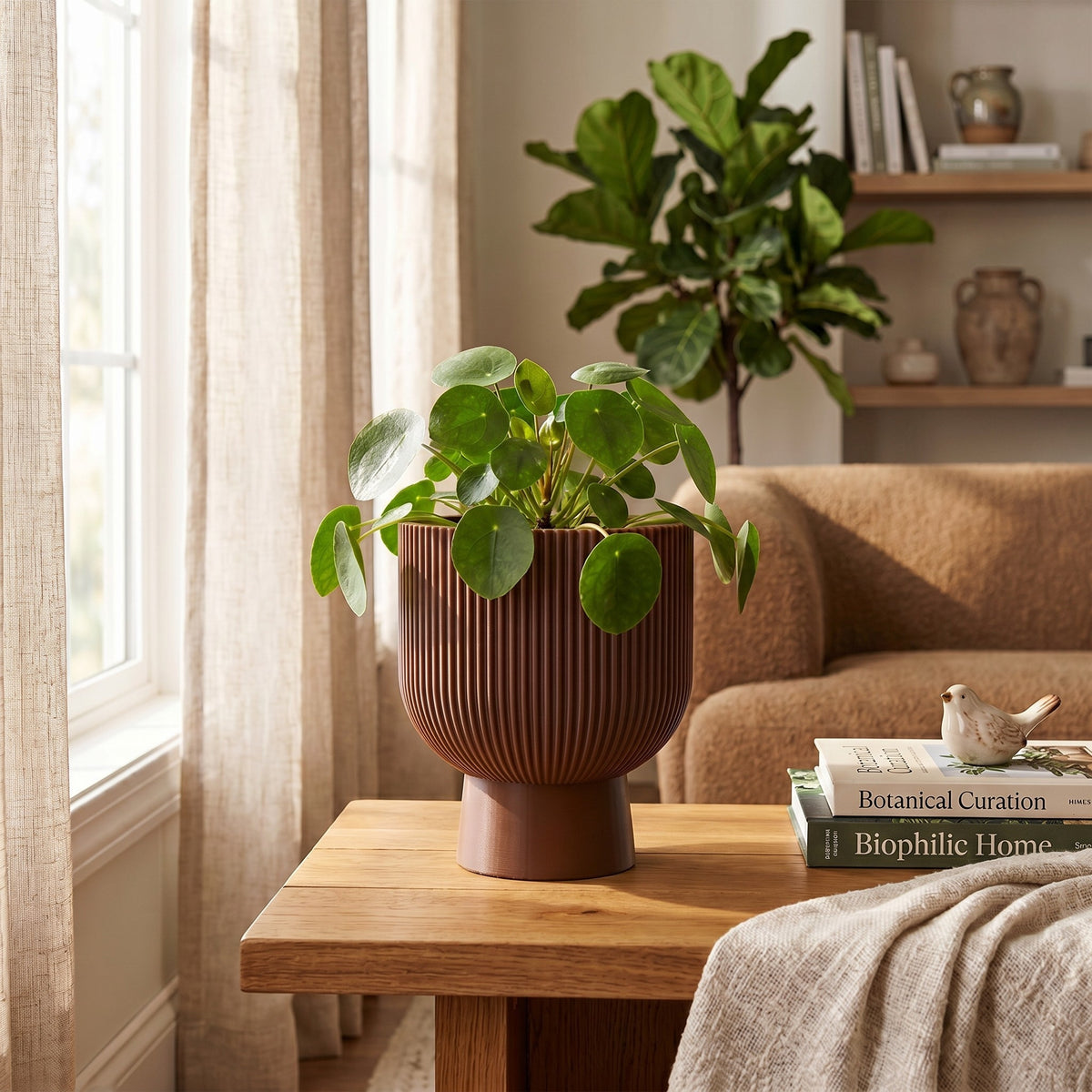 Ribbed Pedestal Planter