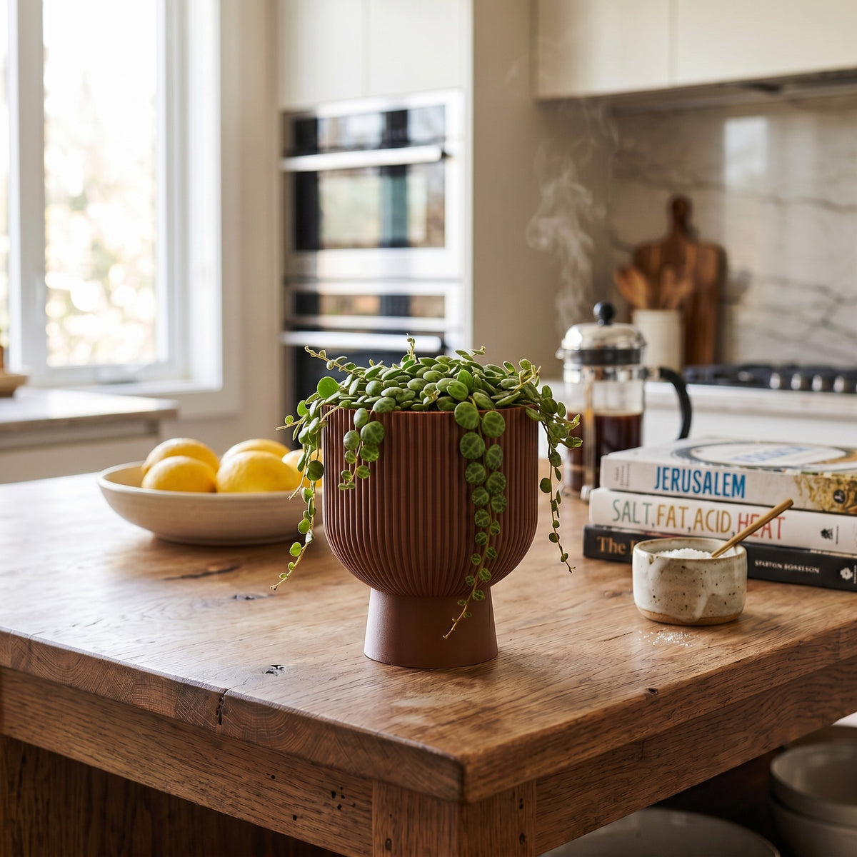 Ribbed Pedestal Planter