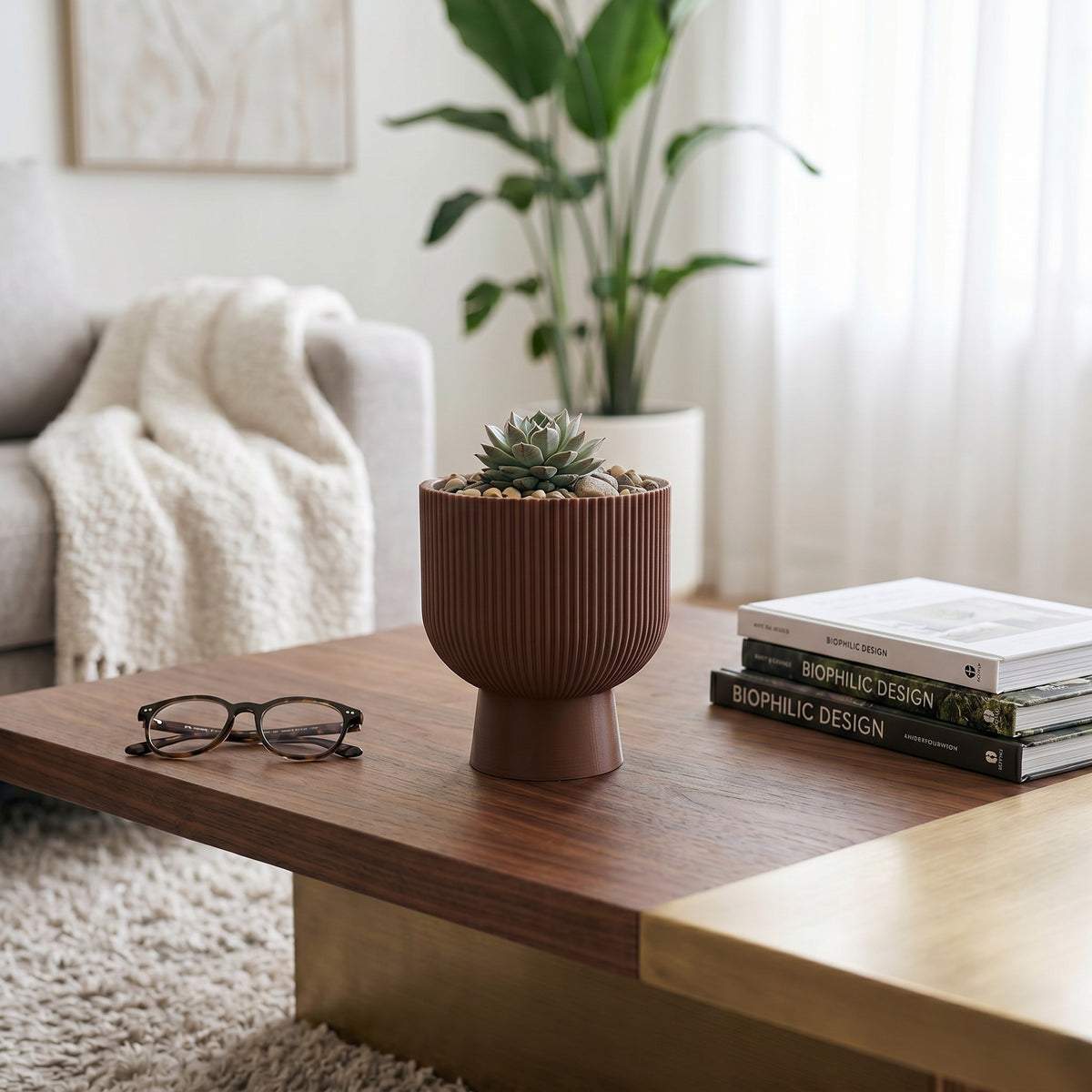Ribbed Pedestal Planter