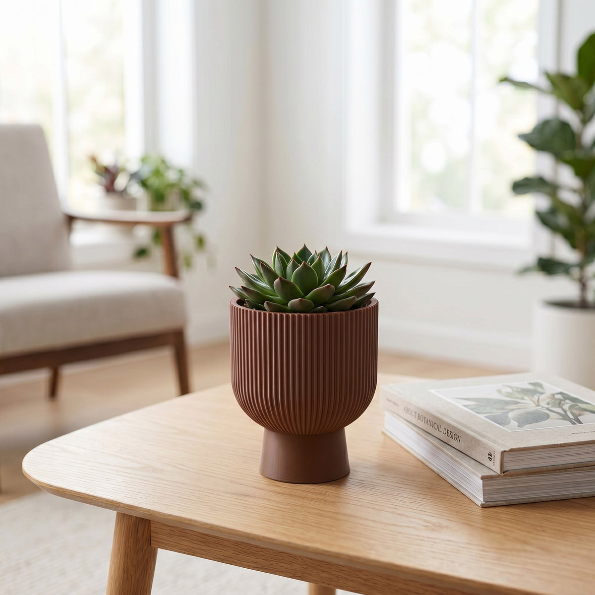 Ribbed Pedestal Planter