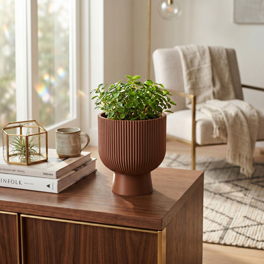 "Sereno" - ribbed planter with base