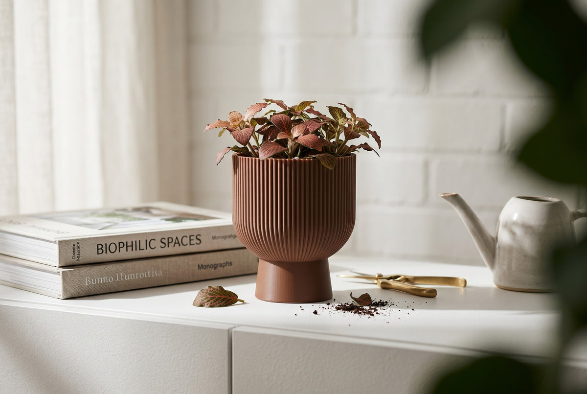 Ribbed Pedestal Planter