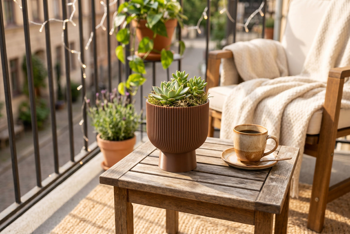 Ribbed Pedestal Planter