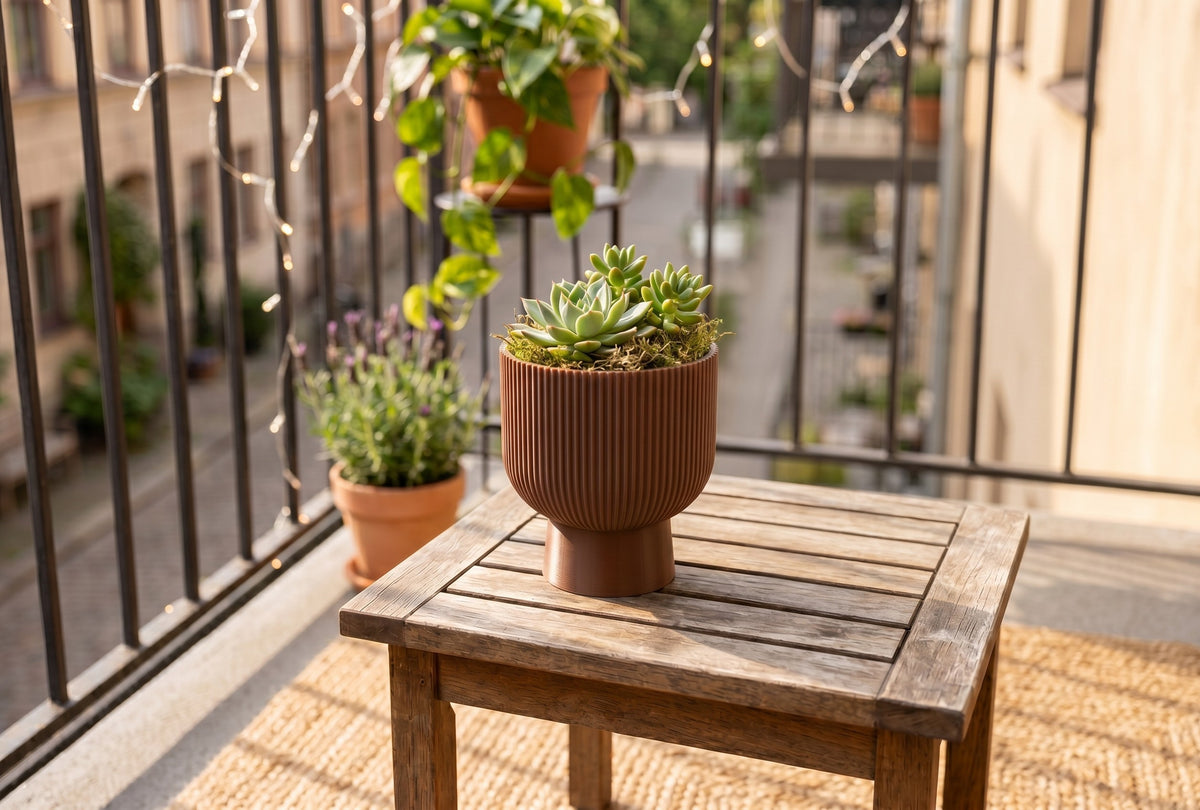 Ribbed Pedestal Planter
