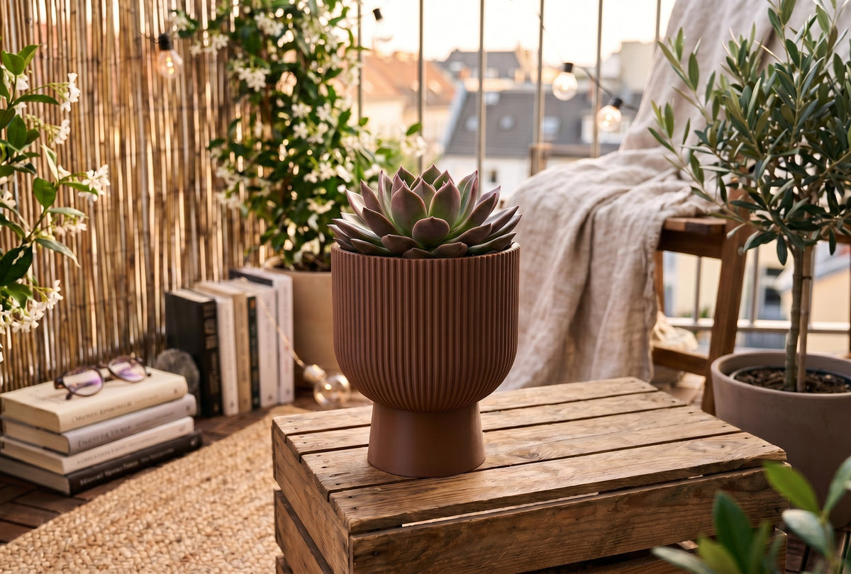 Ribbed Pedestal Planter